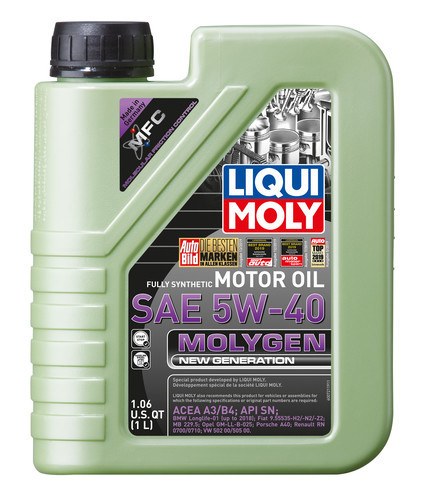 Liqui Moly Oil, Molygen, SAE 5W-40, Synthetic, 1 Liter Bottle, Single – 20230