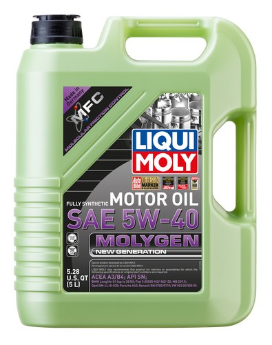 Liqui Moly Oil, Molygen, SAE 5W-40, Synthetic, 5 Liter Jug, Single – 20232