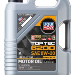 Liqui Moly Oil, Top Tec 6200, SAE 0W-20, Synthetic, 5 Liter Jug, Single – 20238