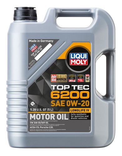 Liqui Moly Oil, Top Tec 6200, SAE 0W-20, Synthetic, 5 Liter Jug, Single – 20238
