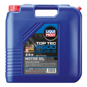 Liqui Moly Oil, Top Tec 4600, SAE 5W-30, Synthetic, 20 Liter Jug, Single – 20345