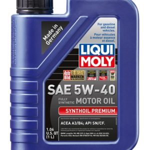 Liqui Moly Oil, Synthoil Premium, SAE 5W-40, Synthetic, 1 Liter Bottle, Single – 2040