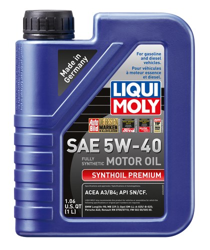 Liqui Moly Oil, Synthoil Premium, SAE 5W-40, Synthetic, 1 Liter Bottle, Single – 2040