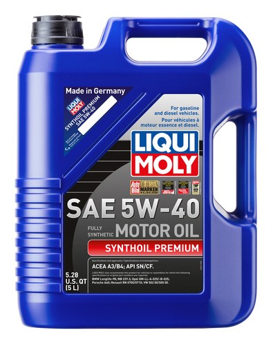 Liqui Moly Oil, Synthoil Premium, SAE 5W-40, Synthetic, 5 Liter Jug, Single – 2041