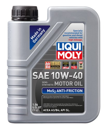 Liqui Moly Oil, MOS2 Antifriction, SAE 10W-40, Semi Synthetic, 1 Liter Bottle, Single – 2042
