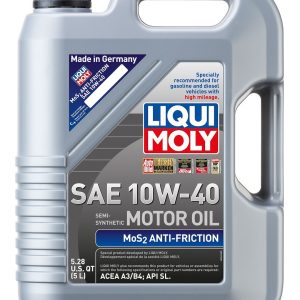 Liqui Moly Oil, MOS2 Antifriction, SAE 10W-40, Semi Synthetic, 5 Liter Jug, Single – 2043