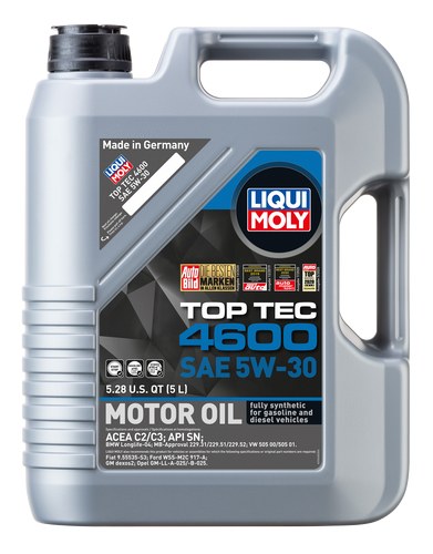 Liqui Moly Oil, Top Tec 4600, SAE 5W-30, Synthetic, 5 Liter Jug, Single – 20448