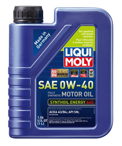 Liqui Moly Oil, Synthoil Energy, SAE 0W-40, Synthetic, 1 Liter Bottle, Single – 2049