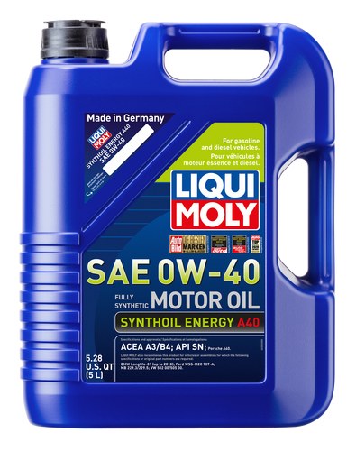 Liqui Moly Oil, Synthoil Energy, SAE 0W-40, Synthetic, 5 Liter Jug, Single – 2050