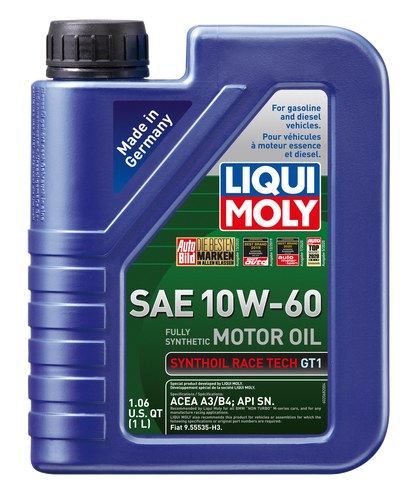 Liqui Moly Oil, Synthoil Race Tech, SAE 10W-60, Synthetic, 1 Liter Bottle, Single – 2068