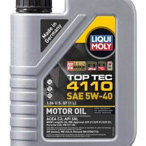 Liqui Moly Oil, Top Tec 4110, SAE 5W-40, Synthetic, 1 Liter Bottle, Single – 22120
