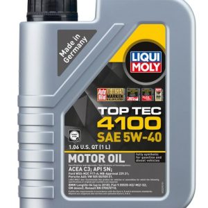 Liqui Moly Oil, Top Tec 4100, SAE 5W-40, Synthetic, 1 Liter Bottle, Single – 2329