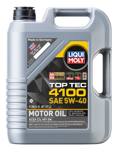 Liqui Moly Oil, Top Tec 4100, SAE 5W-40, Synthetic, 5 Liter Jug, Single – 2330