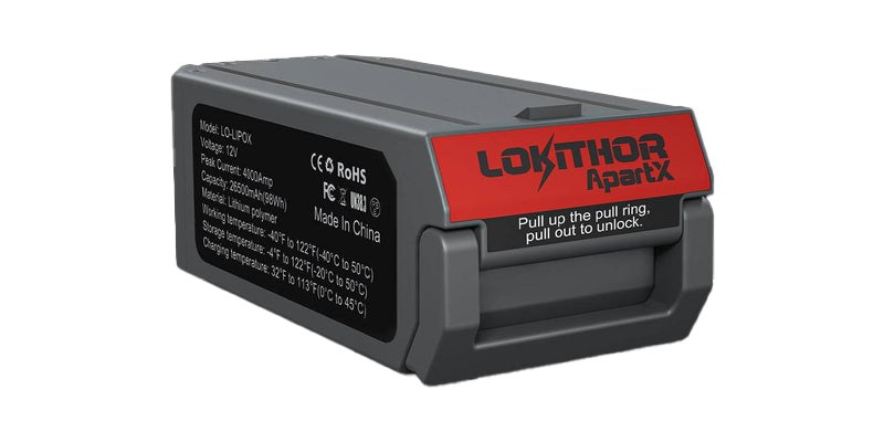 Lokithor Battery, For Use with Apartx Jump Starter, 12 Volt, Lithium Polymer, 26500 Milliampere Hour Capacity, 4000 Peak Amp – LO-LIPOX