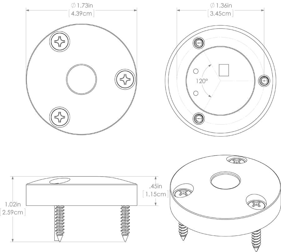 Lumitec Interior Light – LED, 1.73 Inch Diameter X 0.45 Inch Depth, Blue Non-Dimming, 4 Watts, 10 to 30 Volt DC, Brushed Housing, Single – 101034