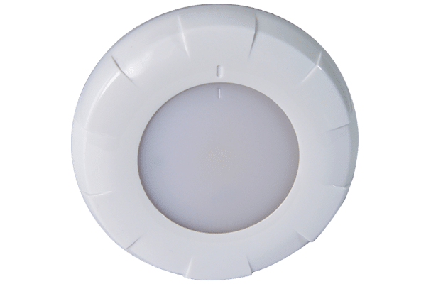 Lumitec Dome Light, Aurora, White Lens, White/ Blue Dimming LED Bulb, White Housing, Surface Mount, 180 Lumens, 4 Watt – 101075
