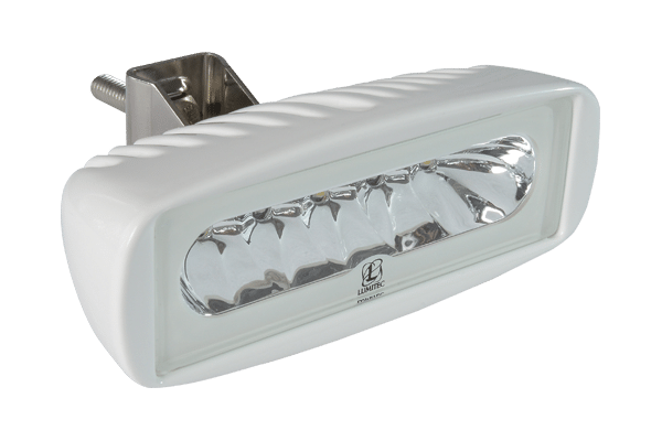 Lumitec Spotlight, Caprera2, 16 Watt LED, White Rectangle Housing, White/ Blue Dimming Light, 10 to 30 Volt DC, 1000 Lumens, Bracket Mount – 101102