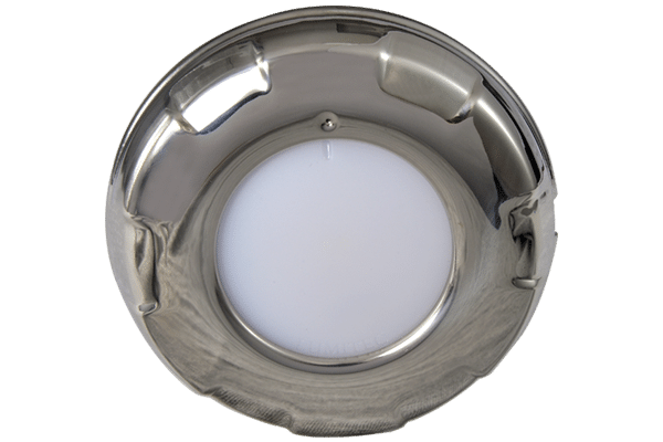 Lumitec Dome Light, Aurora, White Lens, White/ Blue Dimming LED Bulb, Stainless Steel Housing, Surface Mount, 180 Lumens, 4 Watt – 101138