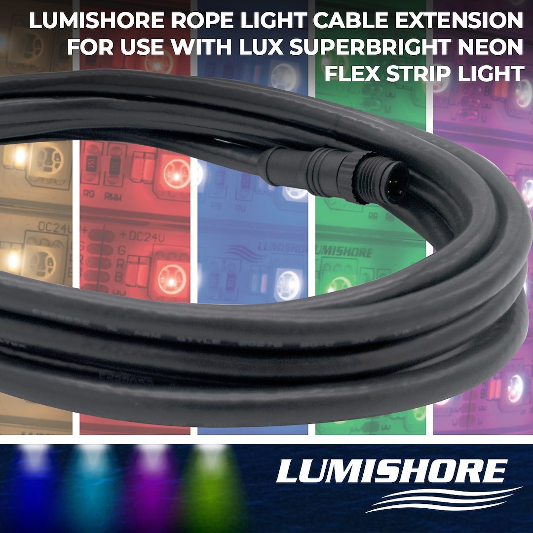 Lumishore Us Rope Light Power Cable Extension – LED, For Use with Lux Superbright Neon Flex Strip Light, 4 Meter Length, Single – 60-0388