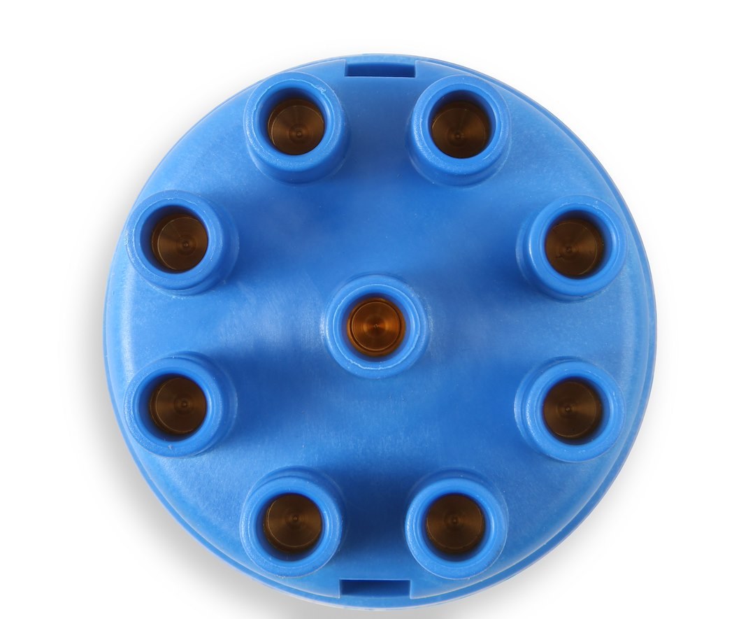 Mallory Distributor Cap, For Use with Mallory Yl Non-Vented Flame Arrested Distributors, Standard Style, Clip Down, Socket Style Posts, Blue – 209D