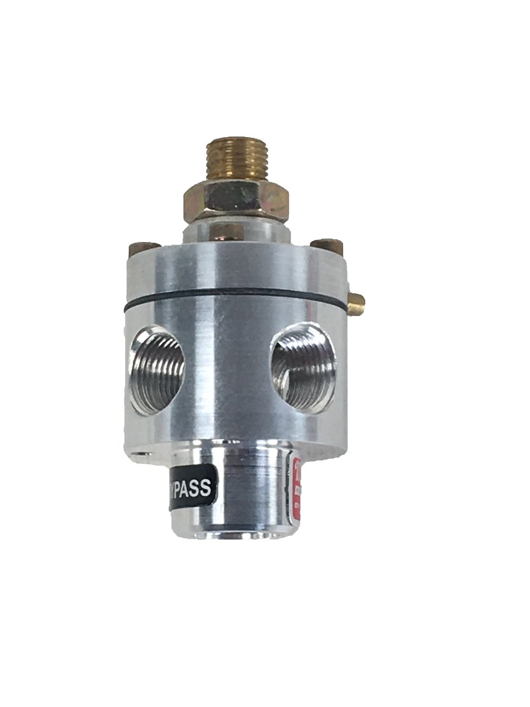 Mallory Fuel Pressure Regulator, 3 – 12 PSI Adjustment Range, 3/8 Inch NPT Inlet and Return, 3/8 Inch NPT Outlet, 1/8 Inch NPT Gauge Port – 29387