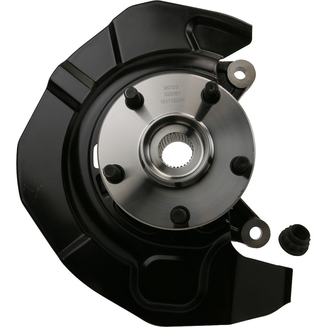 Moog Spindle, Single, With Wheel Hub/ Studs/ Bearings/ Axle Nut/ Backing Plate and Premium Ball Joint – LK050