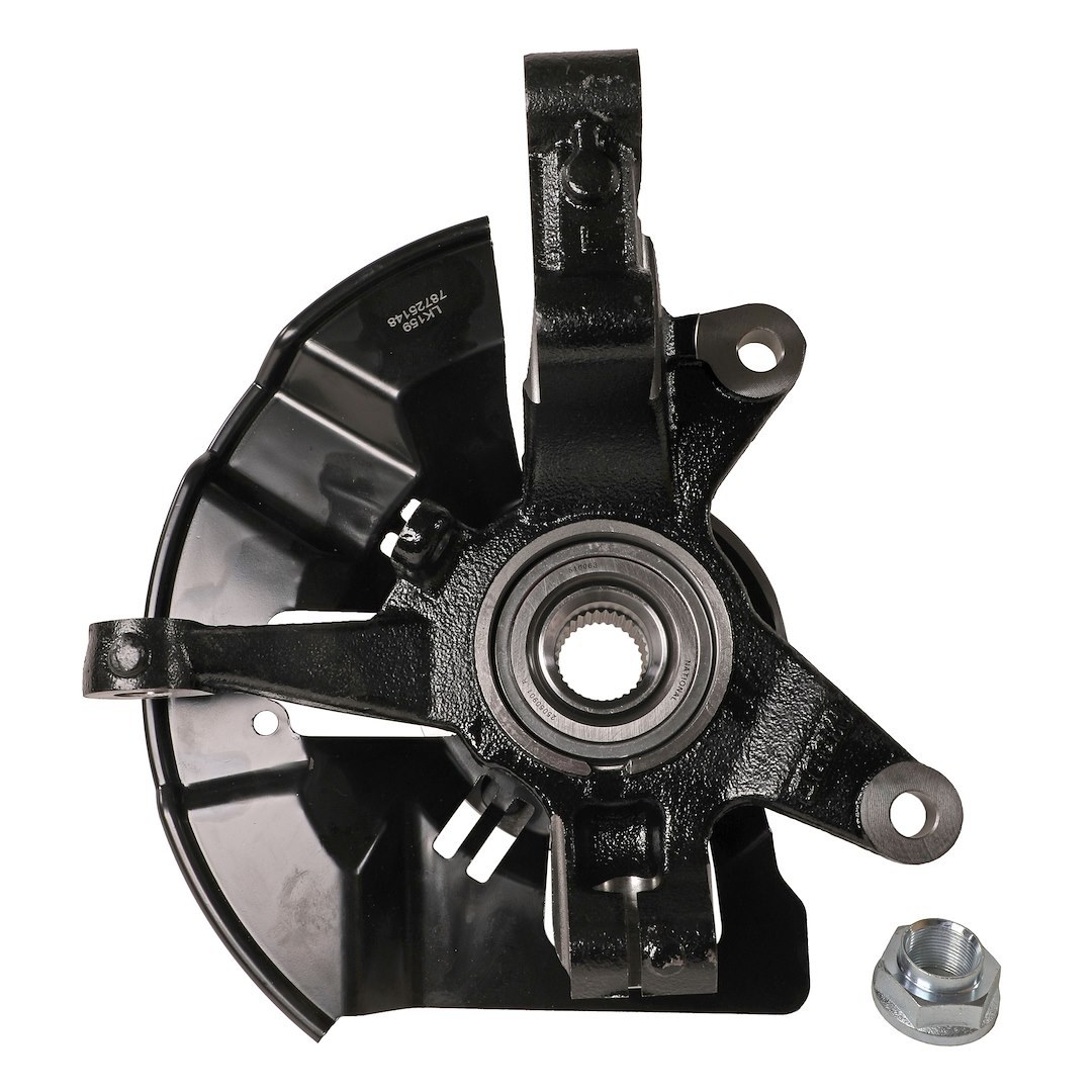Moog Spindle, Spindle Assembly, Single, With Wheel Hub/ Studs/ Bearings/ Axle Nut/ Backing Plate and Premium Ball Joint – LK159