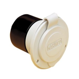 Marinco Receptacle, Outdoor/ Indoor Use, 125 Volt AC/ 15 Amp Power, Non Ground Fault Interrupter, Single Receptacle, White – 150BBIW