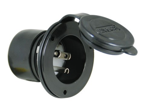 Marinco Power Inlet Port, Manual Power Disconnect, 20 Amp, 125 Volt AC, 2.5 Inch Diameter X 2.67 Inch Depth, Black – 200BBI.RV