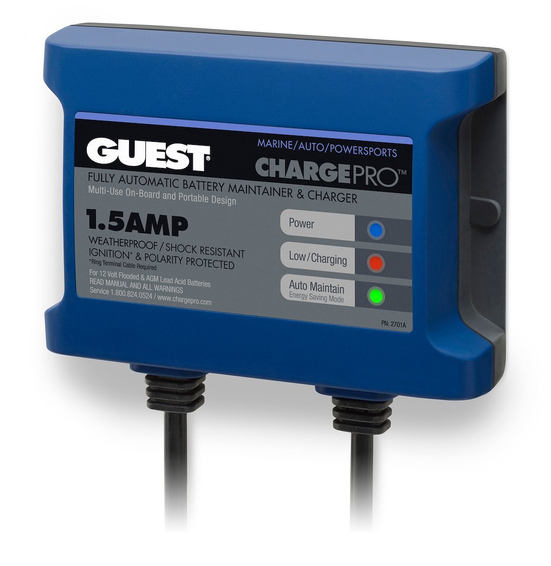 Marinco Battery Charger, Guest® Chargepro™, For 12 Volt Flooded/ Gel/ AGM Batteries, Single Bank Non-Solar Panel Trickle-Charger – 2701A