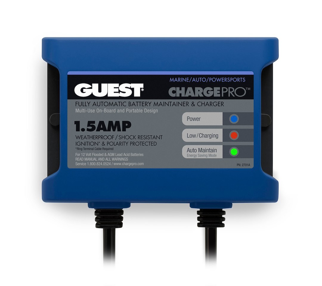 Marinco Battery Charger, Guest® Chargepro™, For 12 Volt Flooded/ Gel/ AGM Batteries, Single Bank Non-Solar Panel Trickle-Charger – 2701A