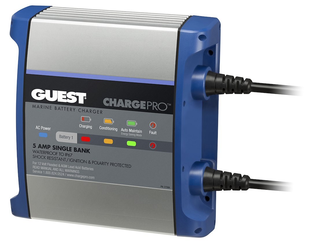 Marinco Battery Charger, Guest® Chargepro™, For 12 Volt Flooded/ AGM Lead Acid Batteries, 1 Bank Charger – 2708A