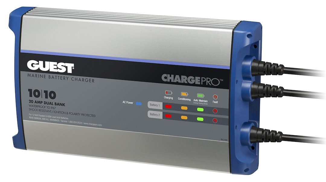 Marinco Battery Charger, Guest® Chargepro™, For 12 Volt Flooded/ AGM Lead Acid Batteries, 2 Bank Charger – 2720A