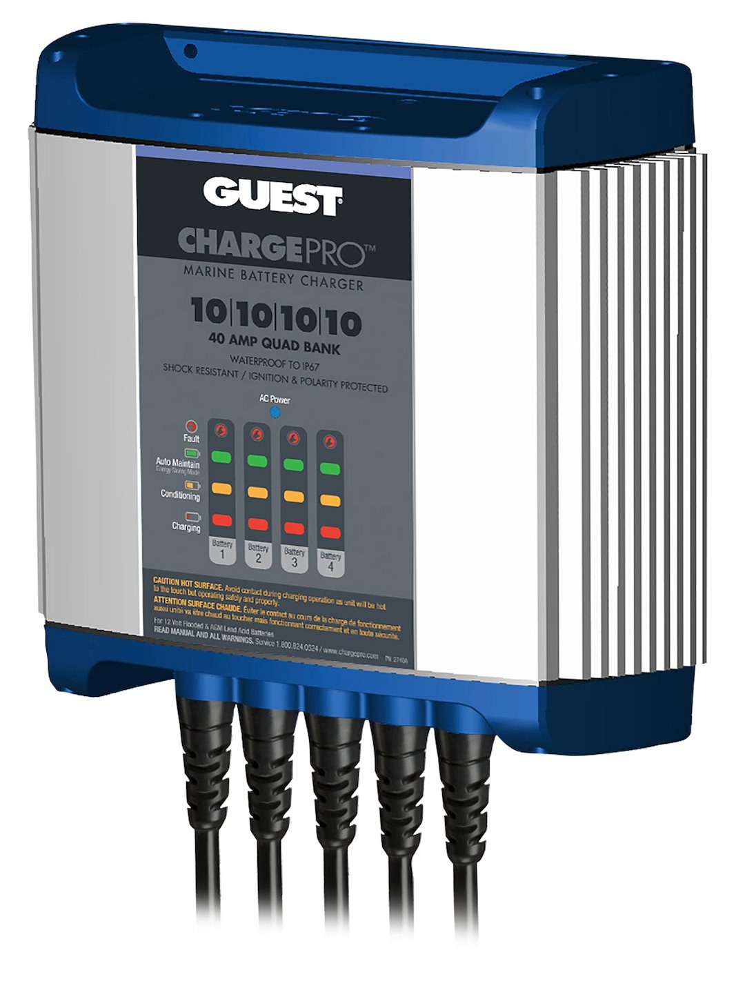 Marinco Battery Charger, Guest® Chargepro™, For 12 Volt Flooded/ AGM Lead Acid Batteries, 4 Bank Charger – 2740A