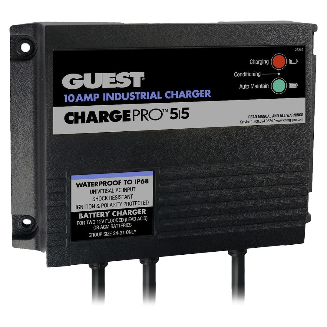 Marinco Battery Charger, Guest® Chargepro™, For 12 Volt Flooded/ AGM Lead Acid Batteries, 2 Bank Charger – 28210