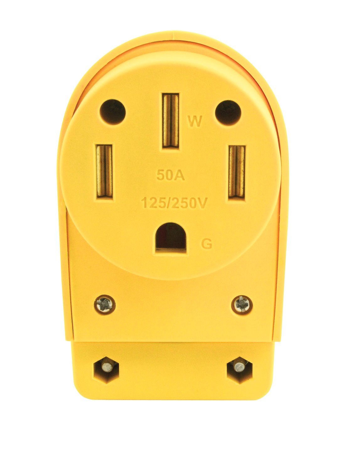 Marinco Power Cord Plug End, Replacement Plug for Marinco 6 Gauge Wires, 50 Amp, Female Ends, With Plug Head Handle, Yellow, Nylon – 50FCRV