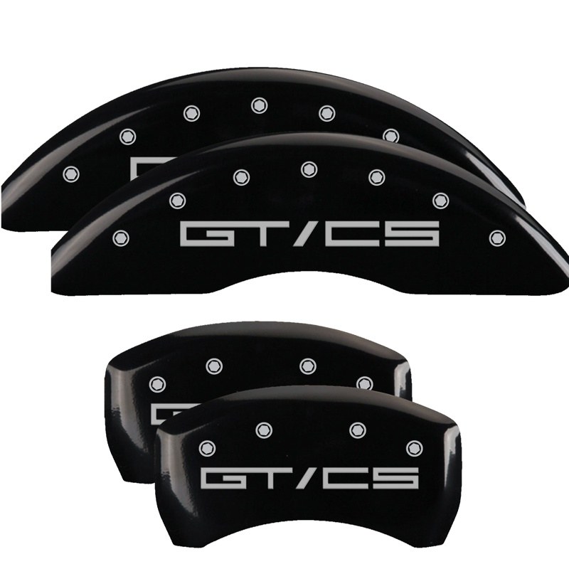 Mgp Caliper Caliper Cover, Set of 4, Gt/Cs Logo, Powder Coated, Black, Aluminum – 10201SGTCBK
