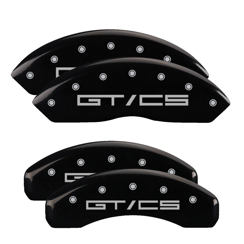 Mgp Caliper Caliper Cover, Set of 4, Gt/Cs Logo, Powder Coated, Black, Aluminum – 10202SGTCBK
