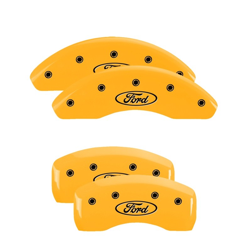 Mgp Caliper Caliper Cover, Ford Oval Logo, Powder Coated, Yellow, Aluminum, Set of 4 – 10255SFRDYL