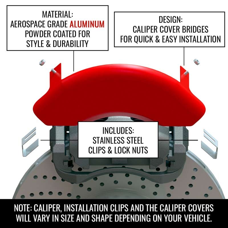 Mgp Caliper Caliper Cover, Mgp Logo, Powder Coated, Red, Aluminum, Set of 4 – 10265SMGPRD