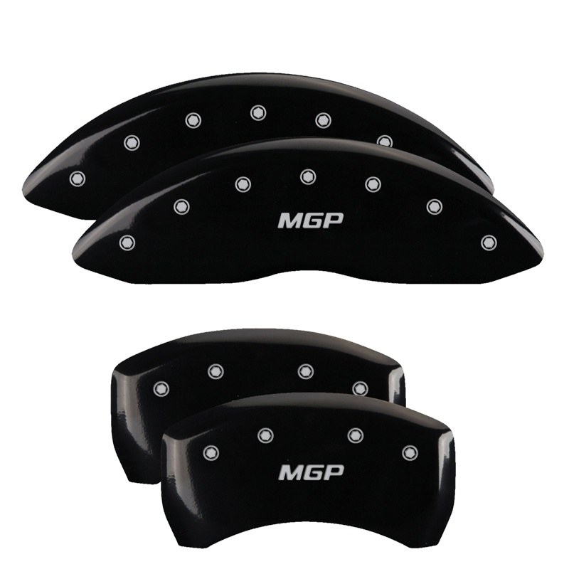 Mgp Caliper Caliper Cover, Set of 4, Mgp Logo, Powder Coated, Black, Aluminum, Stainless Steel Fastening Clips – 11221SMGPBK