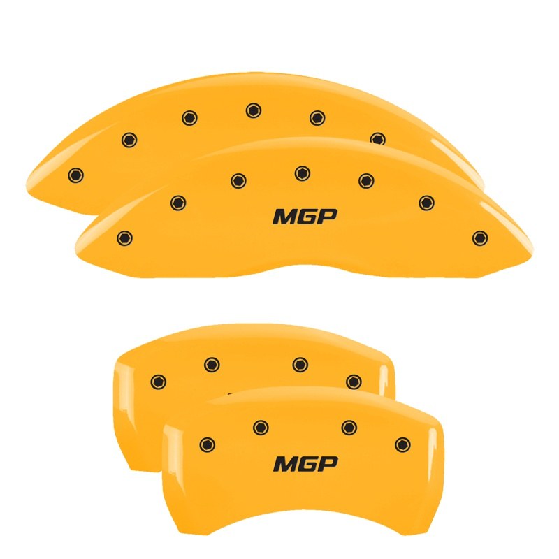 Mgp Caliper Caliper Cover, Set of 4, Mgp Logo, Powder Coated, Yellow, Aluminum, Stainless Steel Fastening Clips – 11221SMGPYL