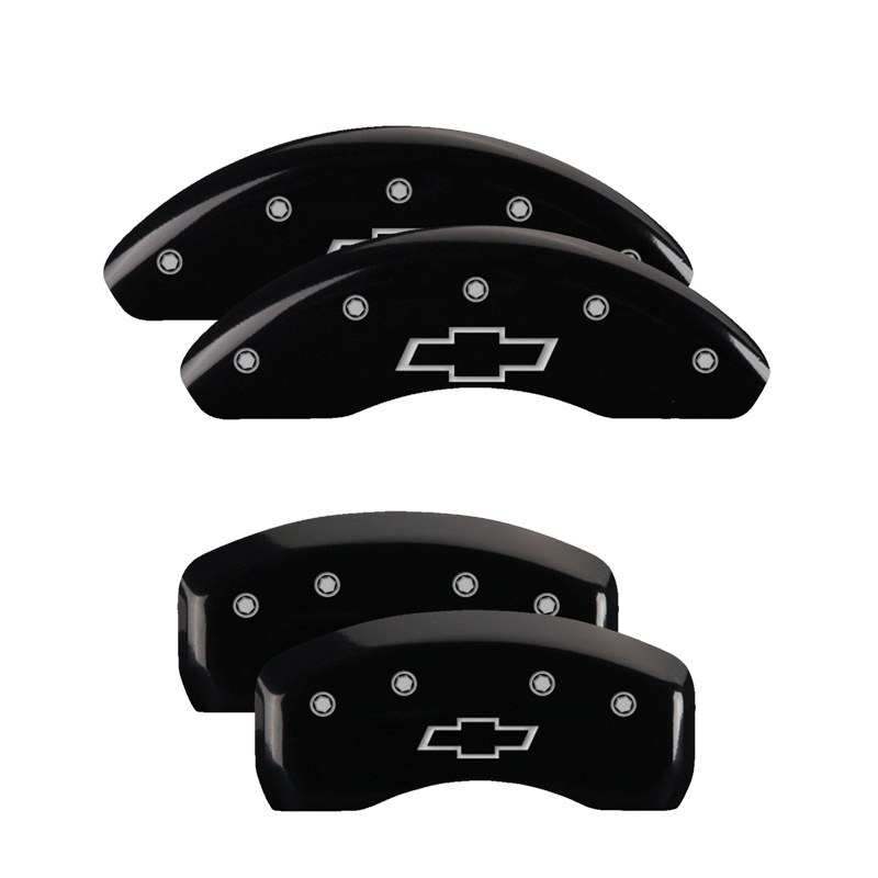 Mgp Caliper Caliper Cover, Set of 4, Front Bowtie/ Rear Bowtie Logo, Powder Coated, Black, Aluminum – 14246SBOWBK