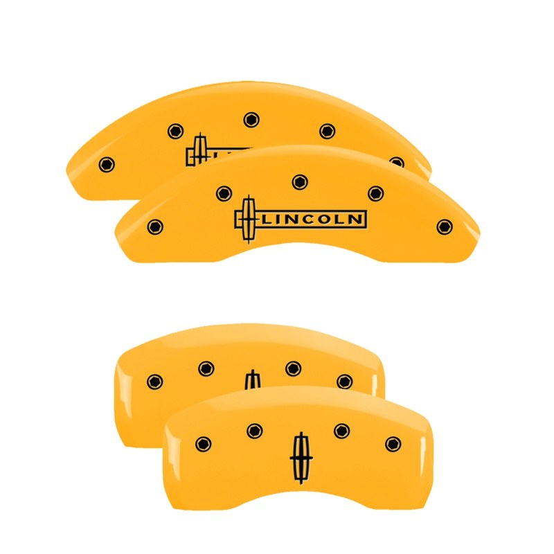 Mgp Caliper Caliper Cover, Black Lincoln Logo, Powder Coated, Yellow, Aluminum, Set of 4 – 36008SLC1YL