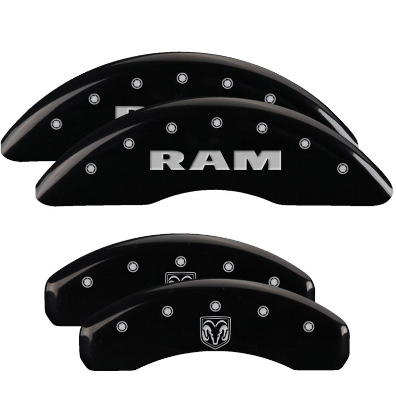 Mgp Caliper Caliper Cover, Ram/ Ram Head Logo, Powder Coated, Black, Aluminum, Set of 4 – 55006SRMHBK