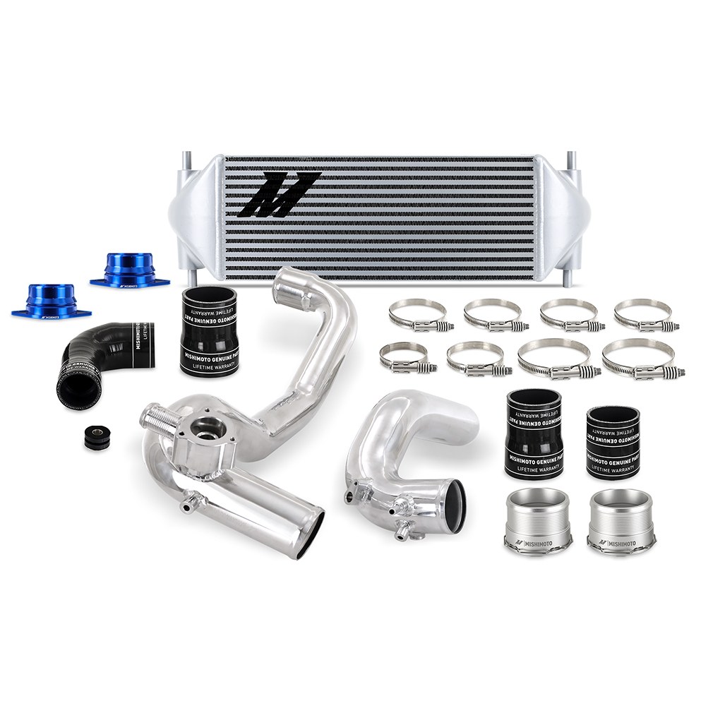 Mishimoto Intercooler, Air to Air, 5.68 Horsepower, 4.7 Inch Thick, Silver Core with Polished Pipes – MMINT-BR23-21KPSL