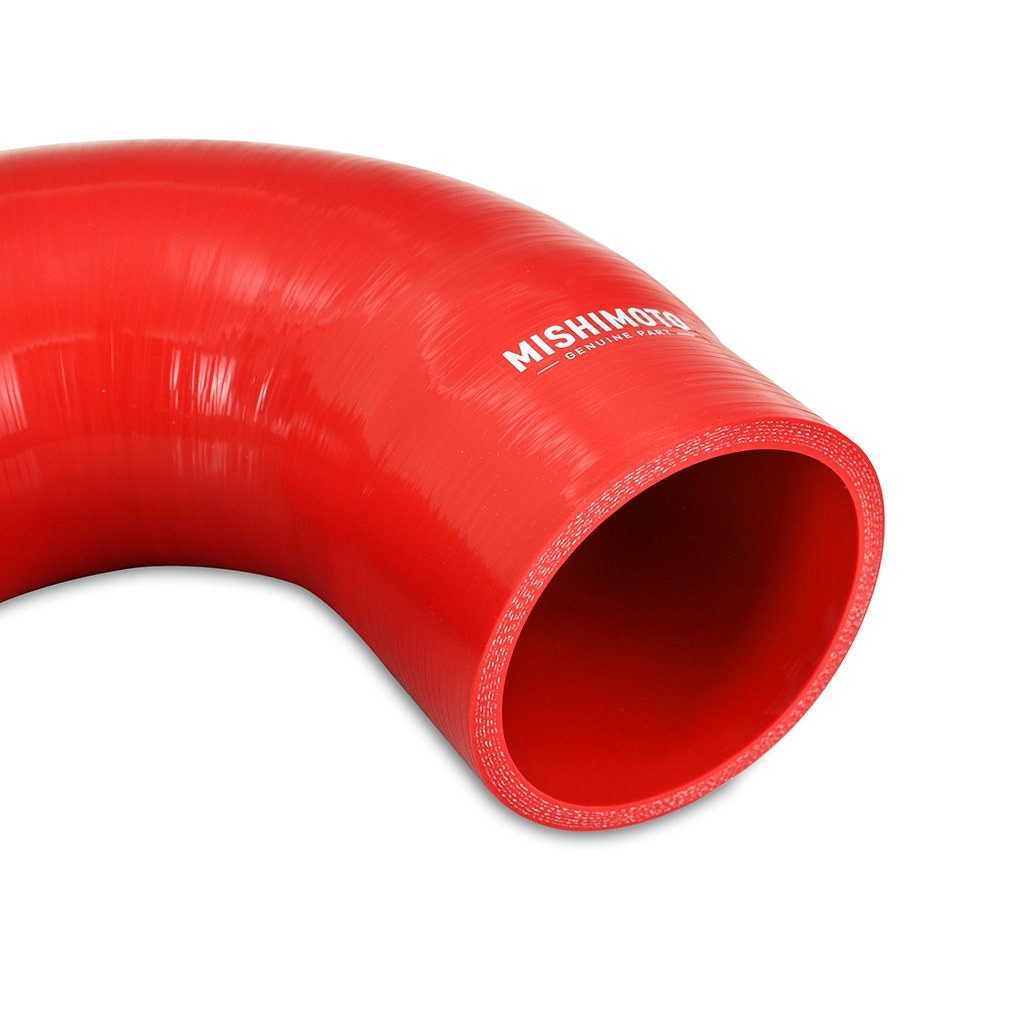 Mishimoto Radiator Hose, Red, Silicone, 3.94 Inch Hose Inner Diameter and 4.49 Inch Hose Outer Diameter, With Worm Gear Clamps – MMHOSE-RAM-03IHRD