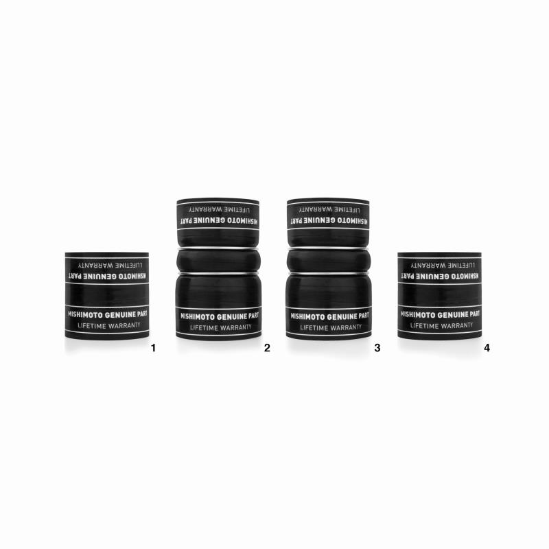 Mishimoto Intercooler Hose Coupling, Black, Silicone, With Four Boots/ Eight T-Bolt Clamps – MMBK-F2D-99BK
