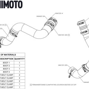 Mishimoto Intercooler Hose Coupling, Black, Silicone, With Four Boots and Eight T-Bolt Clamps – MMBK-RAM-19