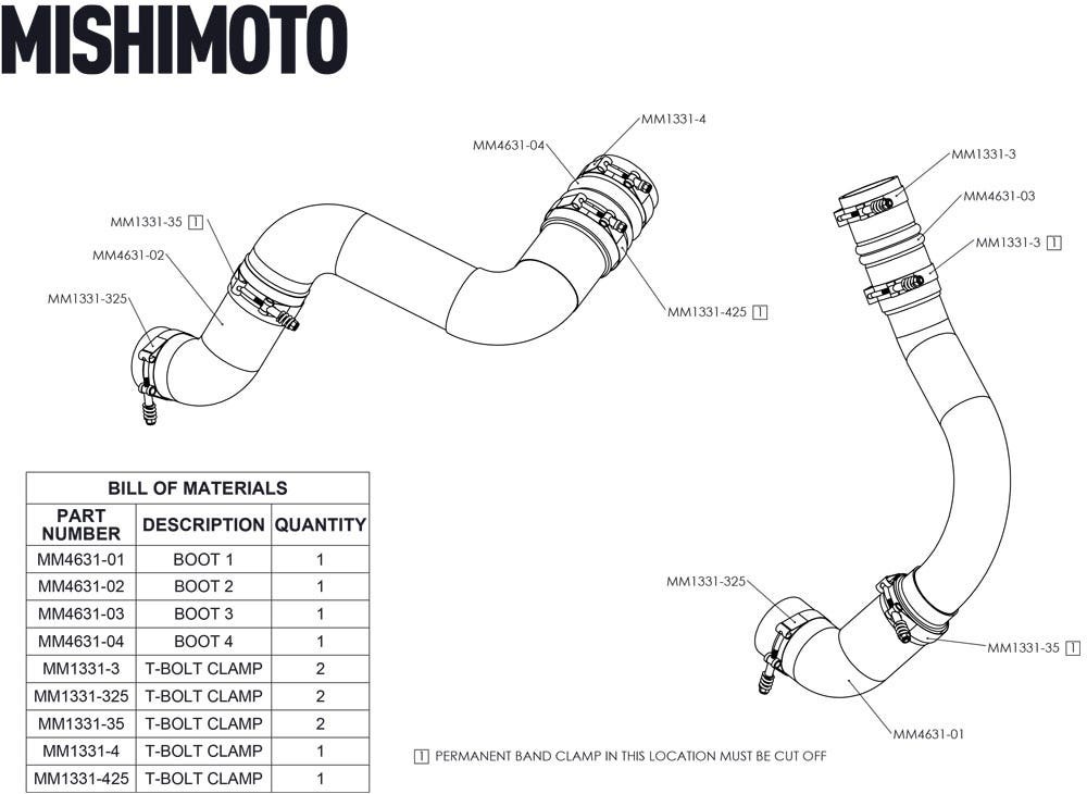 Mishimoto Intercooler Hose Coupling, Black, Silicone, With Four Boots and Eight T-Bolt Clamps – MMBK-RAM-19